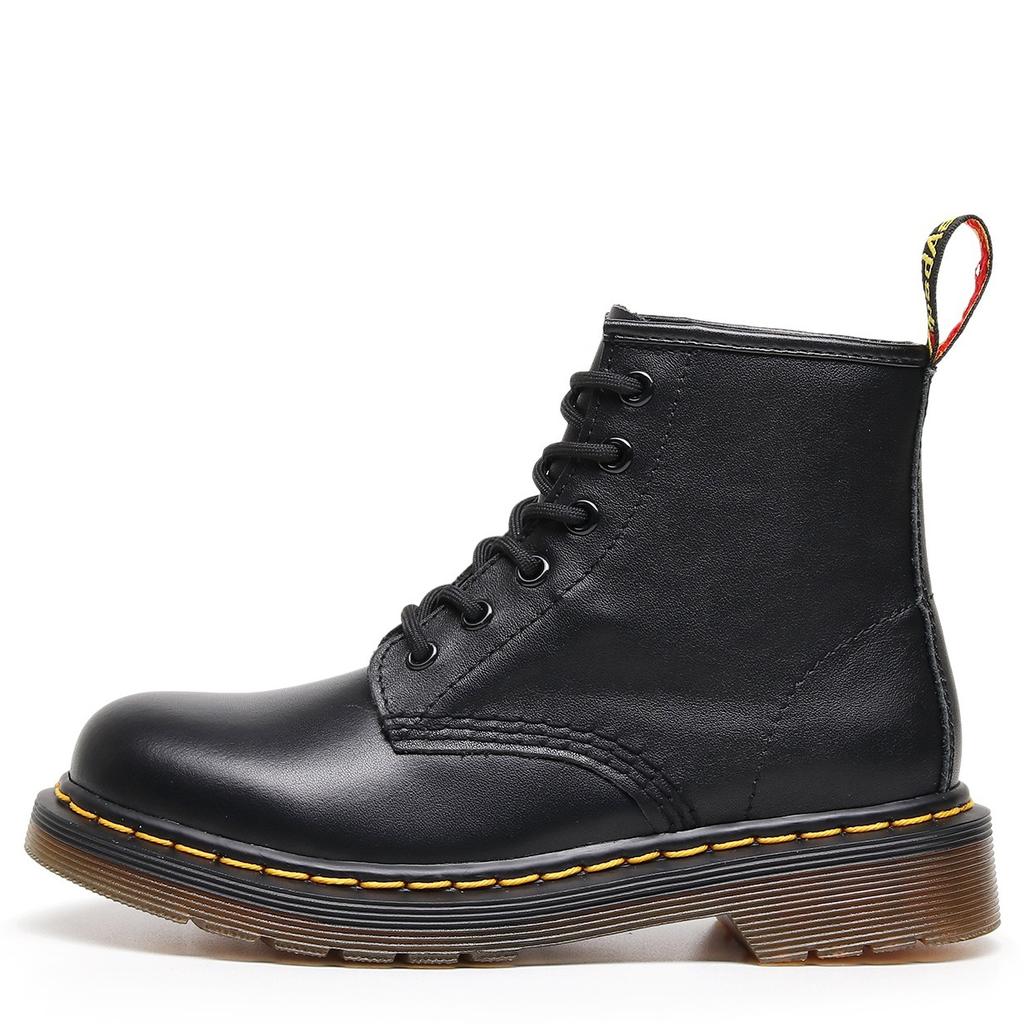 Martin Boots Women's Hole British, Couple Short Boots Men's and Women's Boots Real Soft Leather Round Tote Boots
