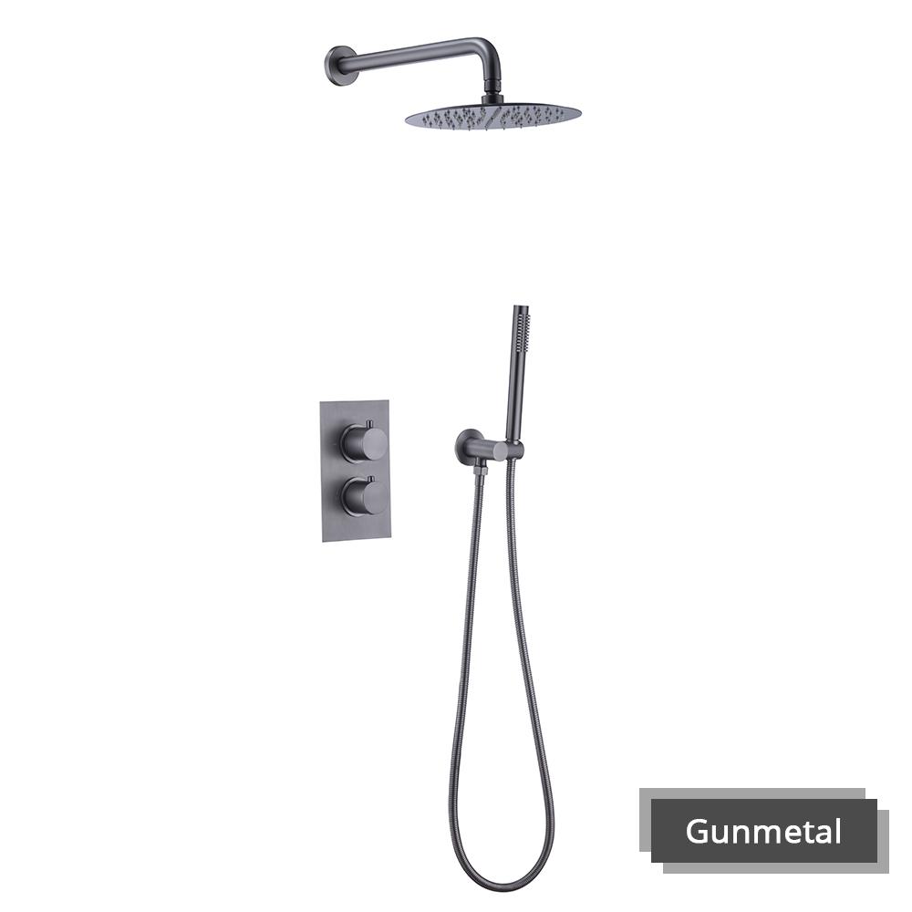 Bathroom Shower System Gunmetal Thermostatic Shower Mixer 8-12 Inch Rain Shower Head Sistema De Ducha Shower Set Solid Brass