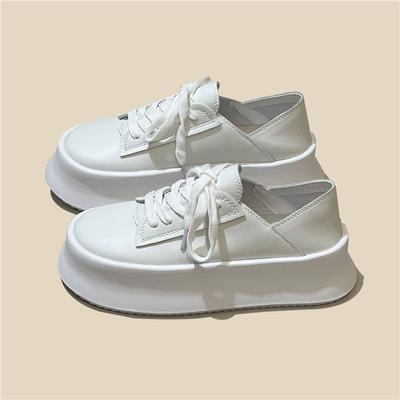 Spring Big Head Platform White Shoes Women's Board Shoes Height Increasing Casual Bread Shoes All-Match Two-Way Wear Platform Shoes