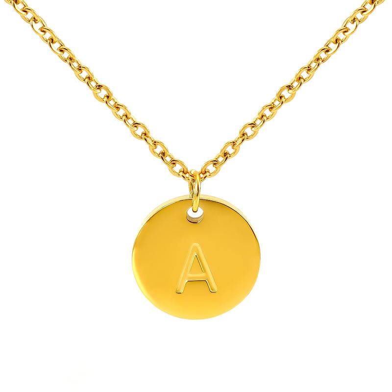 Round stainless steel 26 English letters necklace pendant mirror DIY jewelry accessories 26 letters