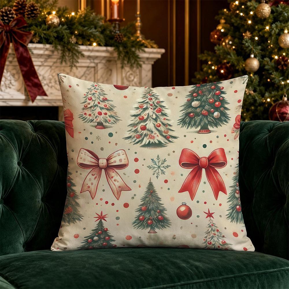Christmas Cute Cartoon Pillow Covers Pattern Cushion Cover Suitable for Sofa Bedroom Car Pillow Cover