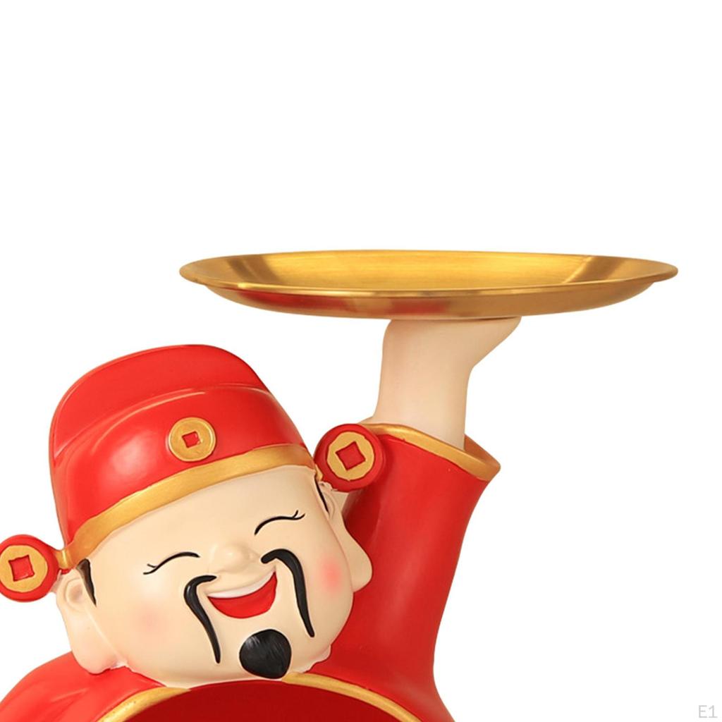 God of Fortune Figurine Candy Dish Multifunction Desktop Ornament Storage Tray for Year Bedroom