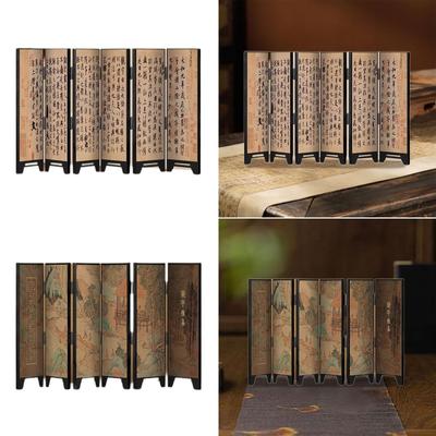 Mini Chinesischer Faltbildschirm Schreibtischdekoration 3,9x8,6 Zoll Platzsparend 6-Panel-Trenner für Wohnheim Studio Vielseitig Leichtgewicht