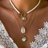 Ocean Style Multi-layer Necklace with Shell, Conch, Tassel, Starfish Pendant, and Polymer Clay Beads