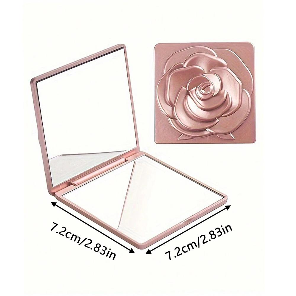 Rose Kompaktspiegel Quadratisch Reise Tragbar Make-up Spiegel Doppelseitiger Kosmetikspiegel Geschenke für Hochzeit Brautparty