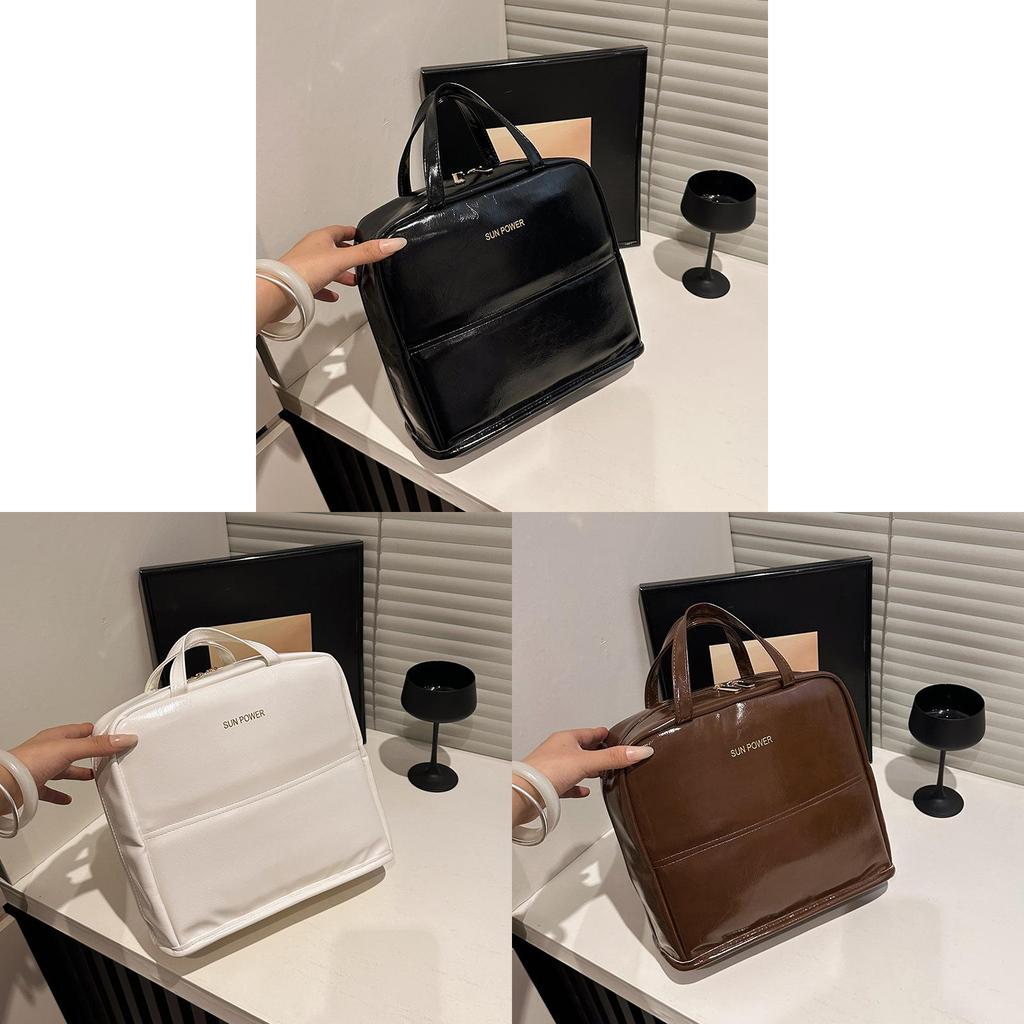 Minimalist Pu Handbag With Double Shoulder Straps For Commuting And Casual Wear