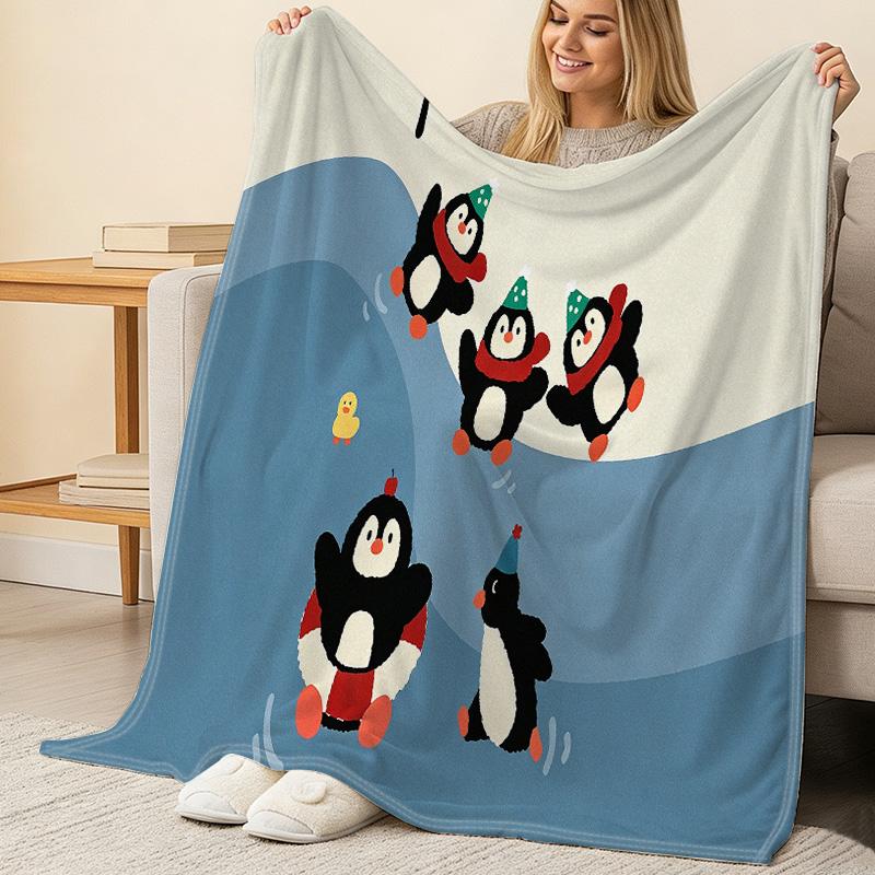 Penguin Series Flannel Blanket – No Shedding Soft Cozy Fleece, All-Purpose Warm Throw for Home, Camping, Christmas & Halloween Decor