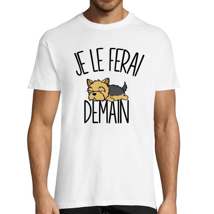T-shirt Homme - Yorkshire - Col Rond - Humoristique - Blanc - Manches Courtes