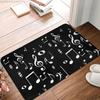 Black Music Anti-Slip Rug Doormat Living Room Mats Kitchen Bathroom Music Notes Hallway Carpet Welcome Retro Home Decoration