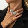 Salircon 2 Pcs/Set Fashion Metal Weave Geometric Hollow Rings Women Vintage Simple Classic Party Couple Jewelry Gift Accessories