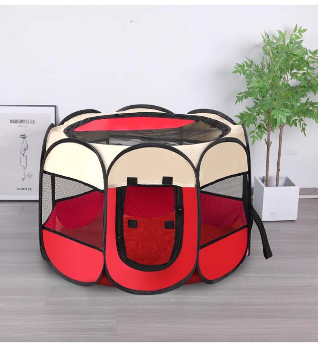 Blue Octagon Pet Playpen: Indoor Safety Gate, Cat Bed & Portable Folding Cage