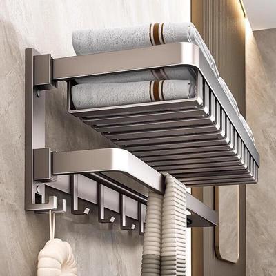 JOREWIN No-Drill Adhesive Bathroom Towel Rack with Shelf