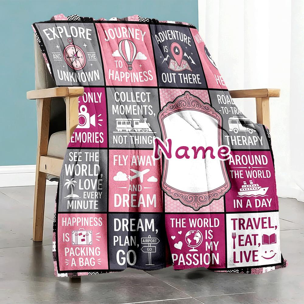 Adventure Travel Theme Customize Your Name Home Blanket S Comfortable Soft Lightweight Allseason Multipurpose Blanket For Picnics Sofas Offices Beds