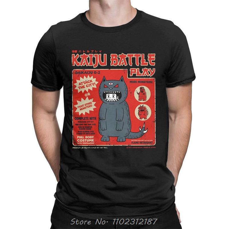 Funny Catzilla Japan Cat Kitten Lover Men T Shirt Male Casual Tees Summer Oversized Tshirt Harajuku Shirt Men Cotton T-shirt