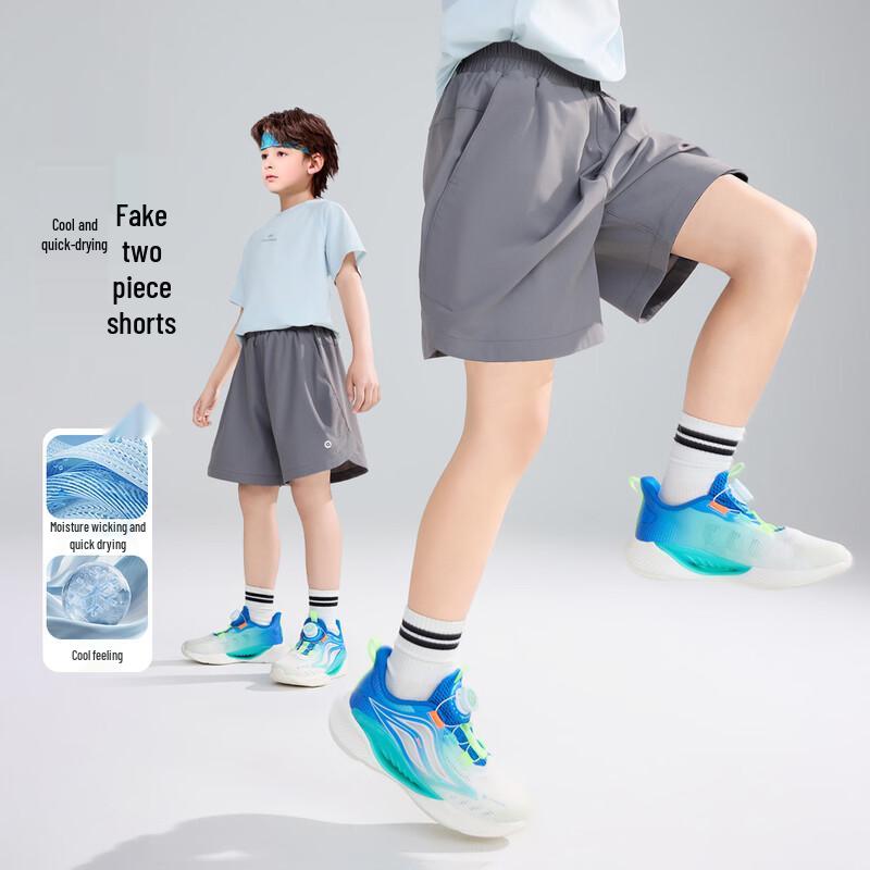 ASK JUNIOR Boys Summer Quick-Dry Running Sports 2-in-1 Shorts 150