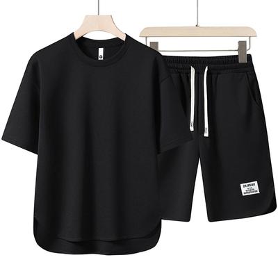 Casual Sportswear Men's Summer  Short Sleeves T-shirt and Shorts 2-Piece Set Korean Trendy Street Style