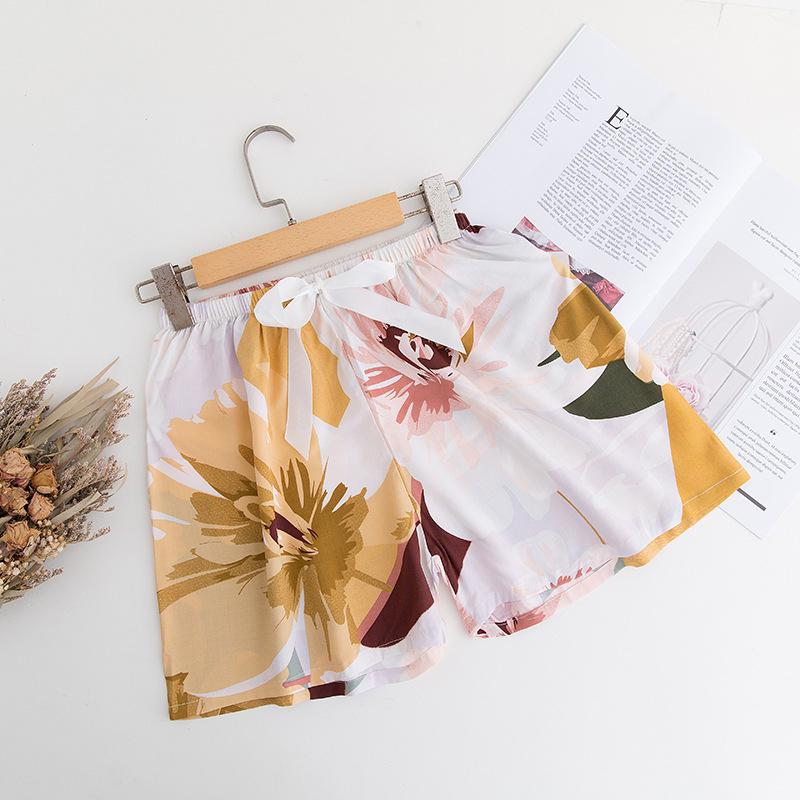 Women's Summer Cotton Silk Drapey Floral Shorts with Elastic Waist