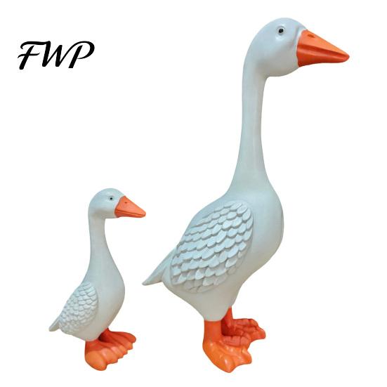 Wind-resistant Garden Decor Goose Statue 6"/12" Realistic White Sculpture Resin Decorative Figurine Fillable Base for Outdoor Porch Lawn Yard