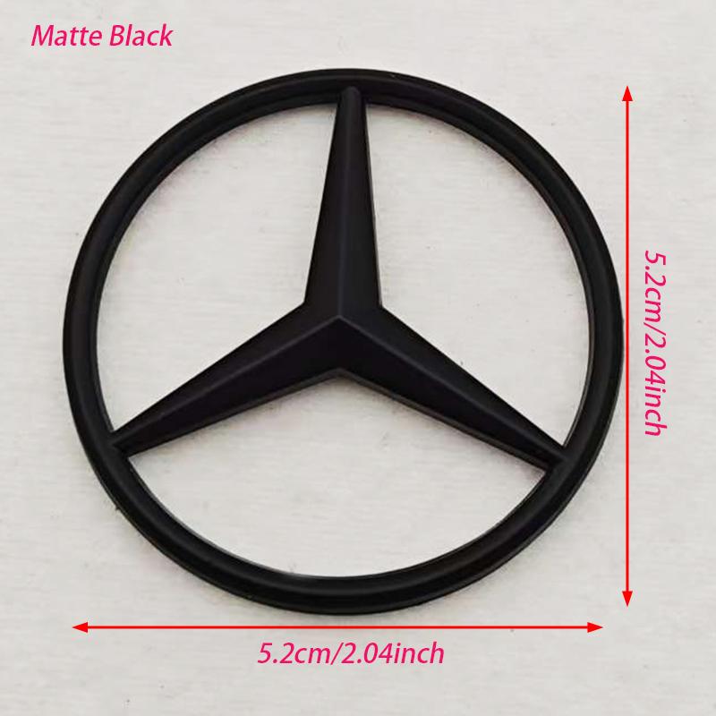 52mm 58mm ABS Chrome Black Star Logo Mercedes Steering Wheel Logo Sticker For Mercedes Benz C E S Class W204 Emblem Accessories