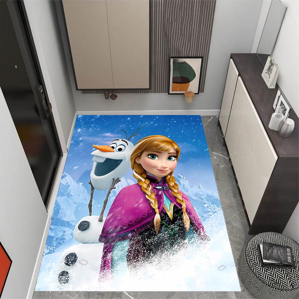 Frozen Olaf Cartoon Theme Non-Slip Rug - Made of Polyester, Suitable for Home Décor, Bedrooms, Living Rooms, Entryways, and Studios.