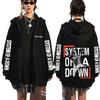 System of A Down Lynlås Hættetrøje Mænd Kvinder Rock Vintage Fleece Lynlås Jakke Herre 90'er Alternativ Metal Merchandise Lynlås Sweatshirt