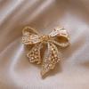Exquisite Shiny Bowknot Brooch Zinc Alloy Hollow Rhinestones Brooch Small Bow Lapel Pins for Lady Dress