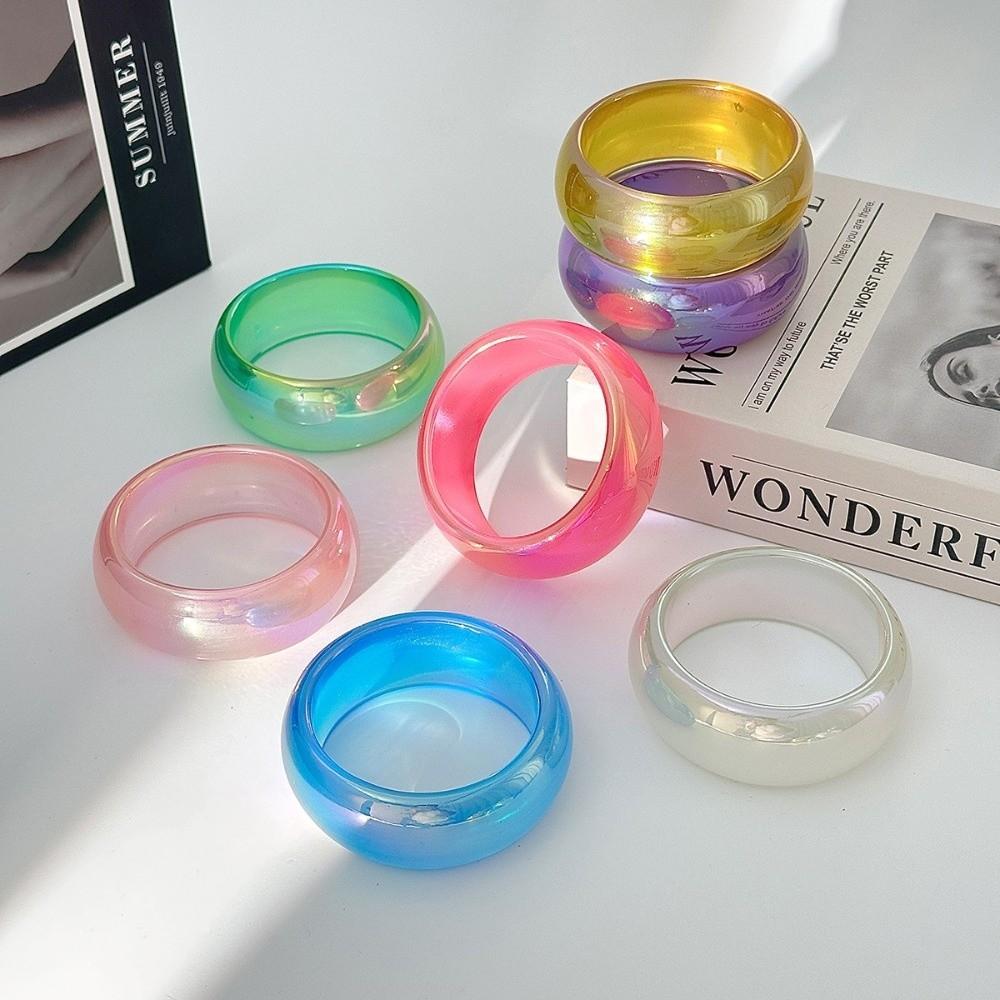 Transparent Colorful Resin Bangles Punk Hip Hop Chunky Bangles New Laser Bracelets Women Jewelry
