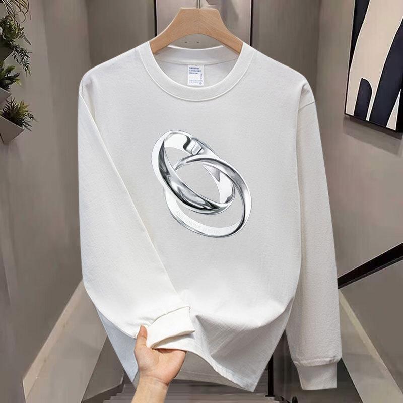 American Trendy Brand Threaded Cuffs Long-Sleeved Pure Cotton Men'S Bottoming Shirt T-Shirt Trendy Autumn And Winter Men'S And Women'S Tops