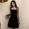 2025 Korean Lace Summer Dress - Elegant, Slimming, Hepburn-Inspired Black Dress with Sun Protection