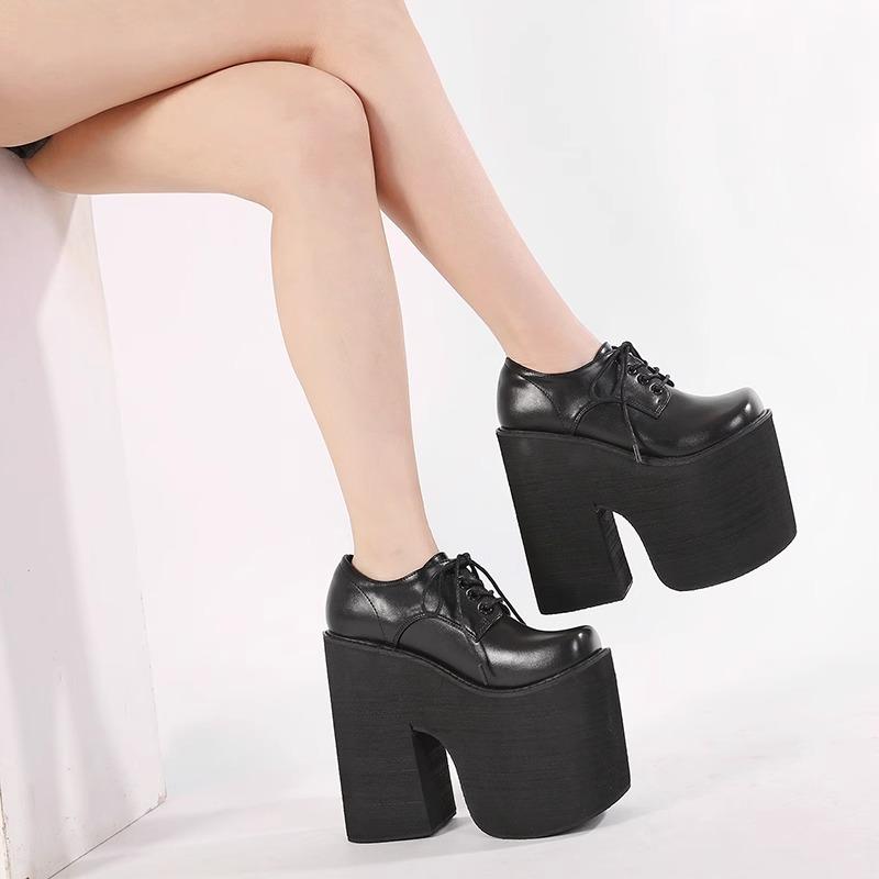 Fashion 2025 New Fashion Women's Extreme High Heels 17cm Chunky Heel Thick Platform Stage Performance Plus Size Pumps Shoes”