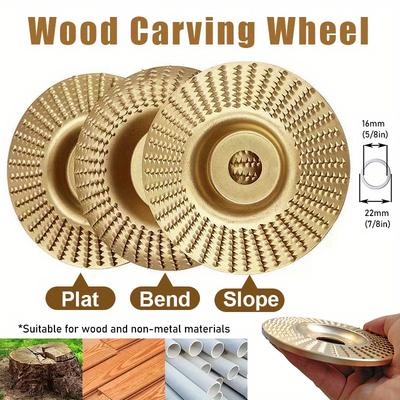 3pcs Woodworking Carving Wheel Polishing Wheel Versatile Sanding Disc Wood Shaping Tool Abrasive Disc 16mm Inner Diameter.