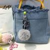 Multi Purpose Hanging Accessory Plush Ball Keychain Fluffy Pompom Pendant with Hollow Star Backpack Decorative Accessories Purse Bag Accessories,