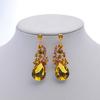 Women Necklace Earrings Rhinestone Luxury Hollow Symmetric Retro Set Out Anti-allergy Hanging Earrings Bridal Wedding