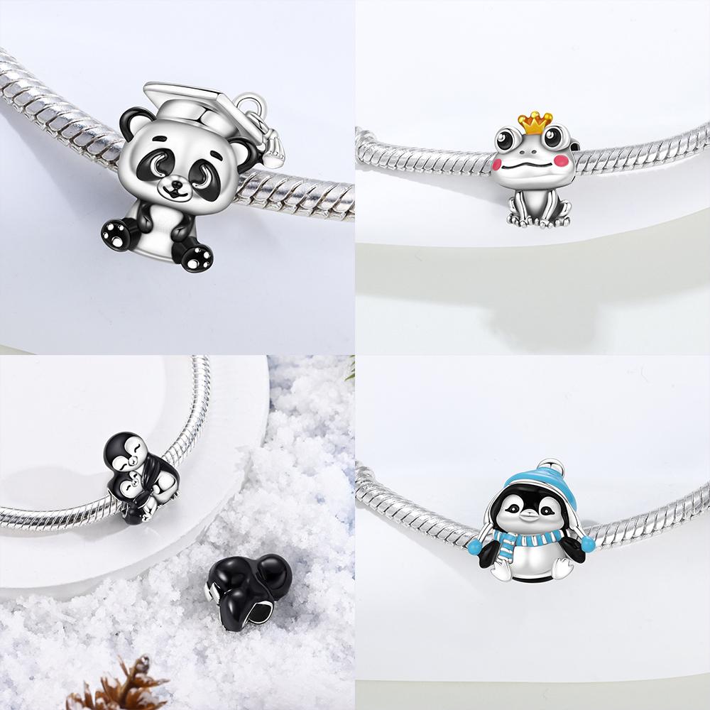 Original Charm Copper Penguin Blue Zircon Rabbit Koala Animals Beads Fit Bracelet Accessory Gift Jewelry Diy Women