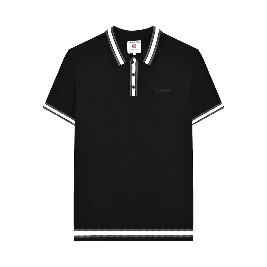 Lambretta Mens Valero Knitted Tipped Short-Sleeved Polo Shirt