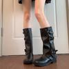 British style tube pants tube boots women's autumn new thin thick-soled two wear removable pile knight boots
