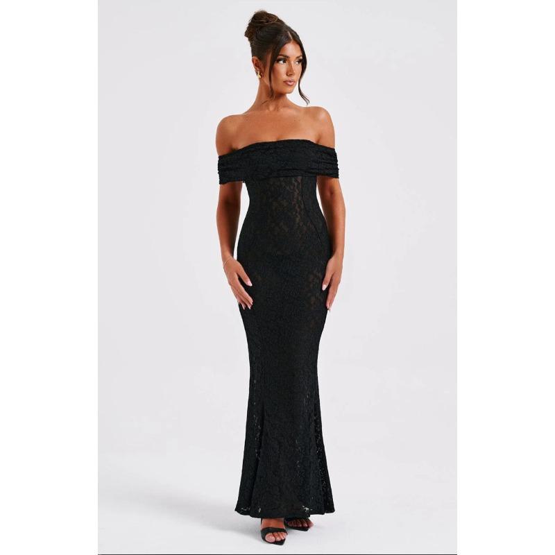 Sexy Women's New Hip-wrapped Floral Lace Slim-fit Backless Temperament Dress