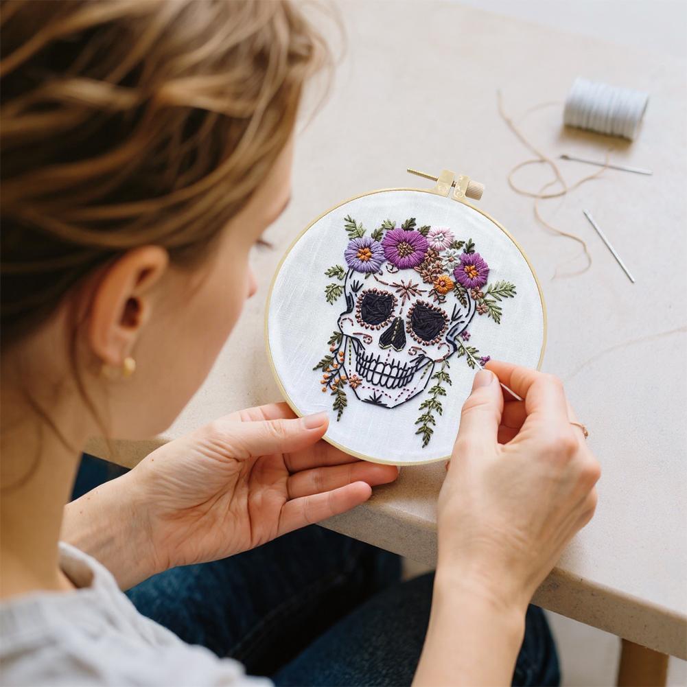 Halloween Embroidery Kit with Instructions Ghost & Gothic Stamped Cross Stitch Kits Needlepoint Kit for Adults & Beginners