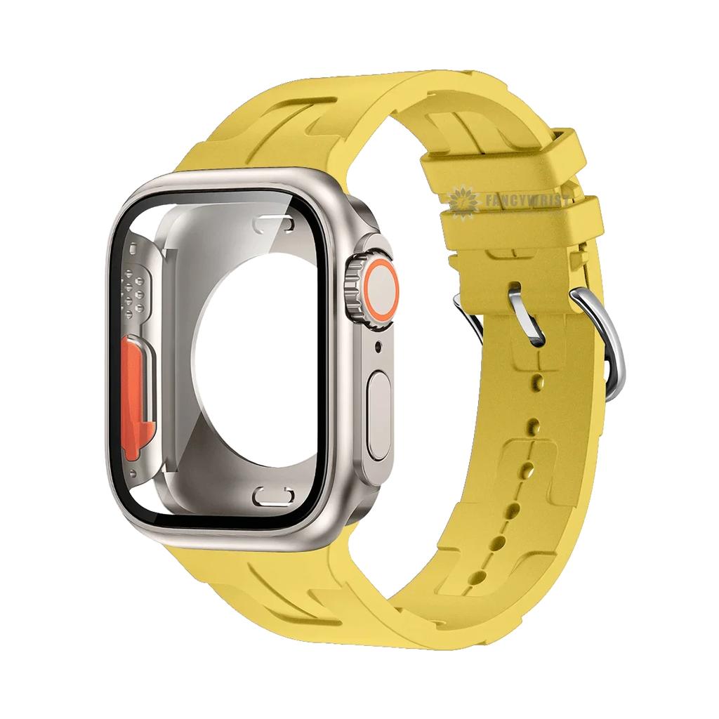 Original Silicone Band &Change To Ultra Case For Apple Watch 9 8 7 6 SE 5 4 Strap For iWatch Series 44mm 45mm 42mm 41mm Bracelet