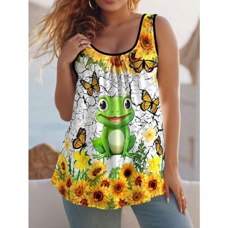 Summer Creative Animal Series Color Printed Women's Sleeveless Vest Casual Loose Comfortable Vest