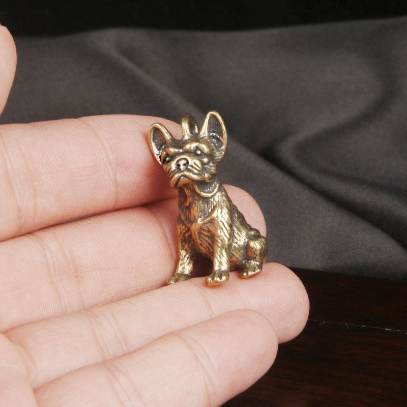 Retro Style Brass Mini Sharpei Dog Casting Animal Figurine Sculpture Home Office Room Desktop Decoration Collect Ornaments Gift