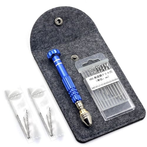 

Pin Vise, 16 Drills, Storage Case Included, Quiet Hand Drill, Precision Drilling Tool for Resin and Plastic Models (Blue)