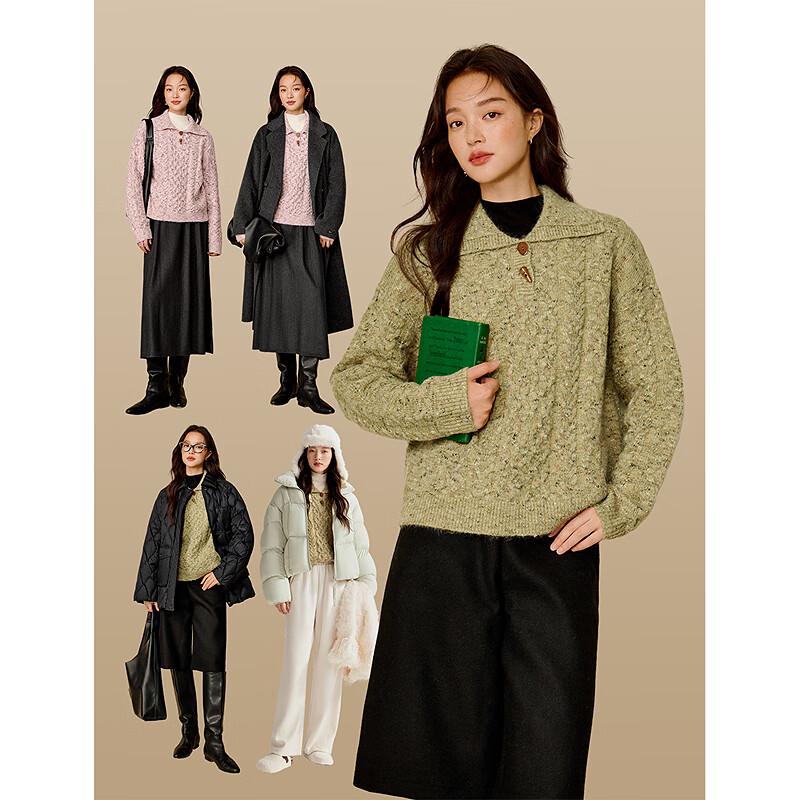 Inman Women's Cable Knit Half-Button Pullover Sweater