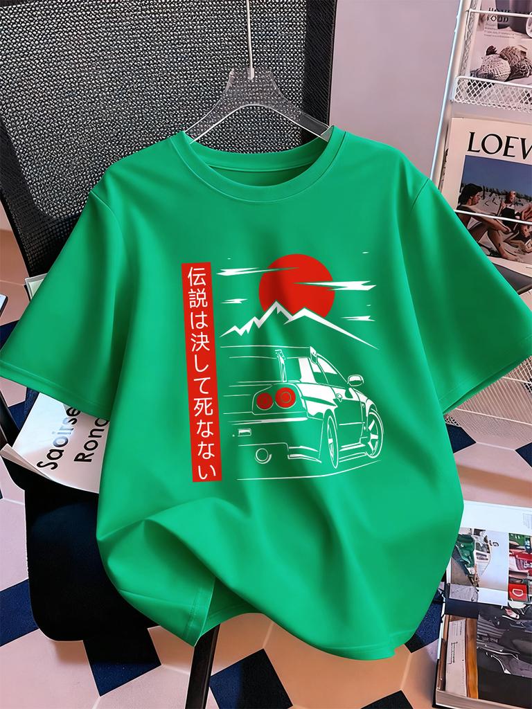 Car Is Heading At Sunrise Prints TShirts Women Summer Cotton Short Sleeve Tops ONeck Comfortable Loose T Shirt Casual Clothes
