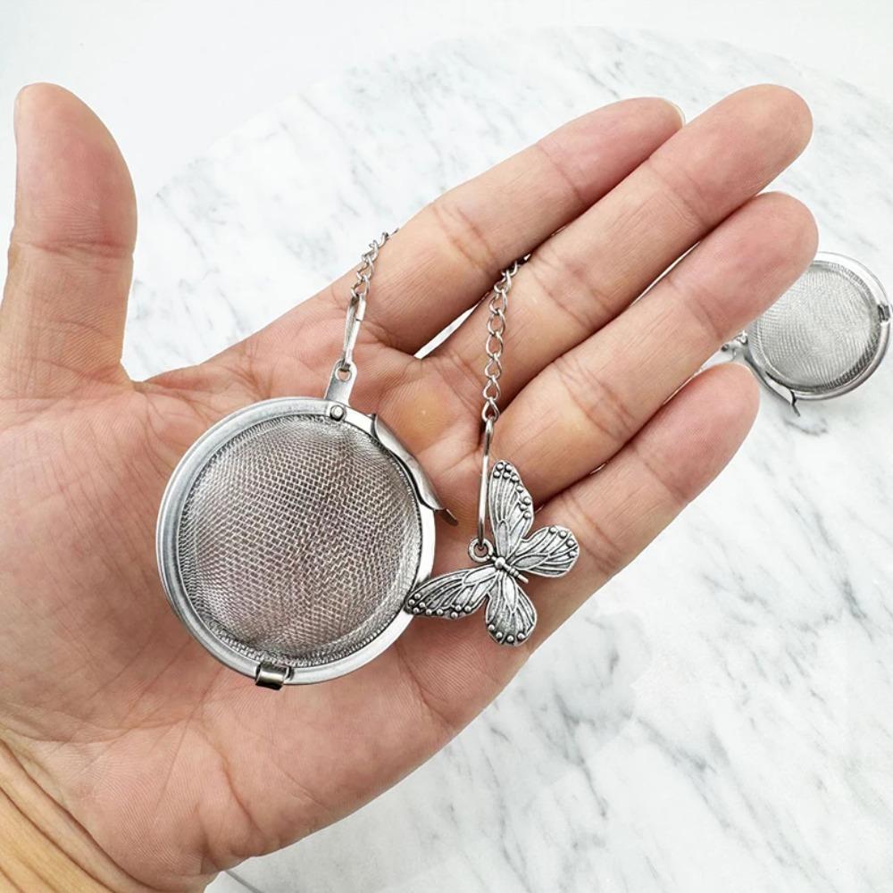 2PCS Stainless Steel Butterfly Bee Chain Tea Infuser Fine Mesh with Decorative Pendant Tea Strainer Rust-proof Tea Filter Ball