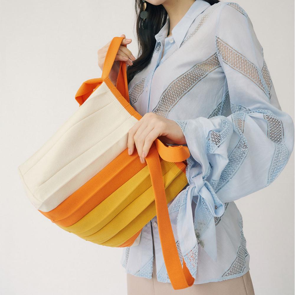 Buy Pleats Mama 2-Way Shoulder Tote Bag Accordion Pleated Knit Buy Pleats Mama 2-Way Shoulder Tote Bag Accordion Pleated Knit