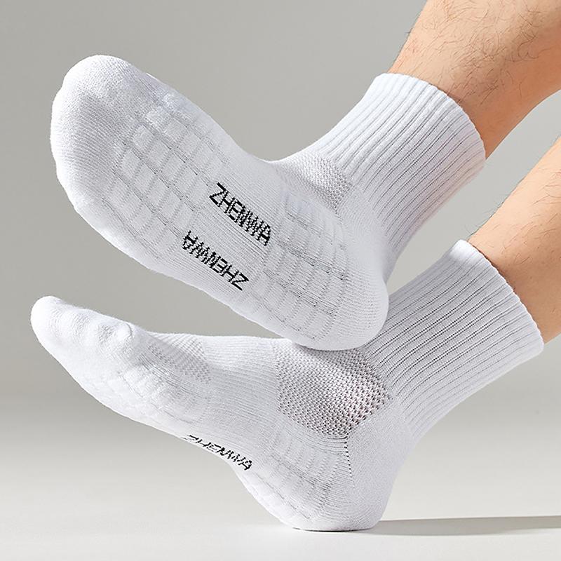Men Towel Sole Sports Socks White Black Long Socks Men'S Massage Terry Sole Men Socks Breathable Mid-Calf Basketball Socks