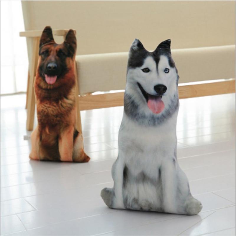 3D Cute Bend Dog Printed Throw Pillow Lifelike Animal Funny Dog Head Cosplay Children Favorite Toy Cushion For Home