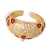 Luxurious French Court Style Copper Ring with Colorful Zircon Inlays, Adjustable for Women