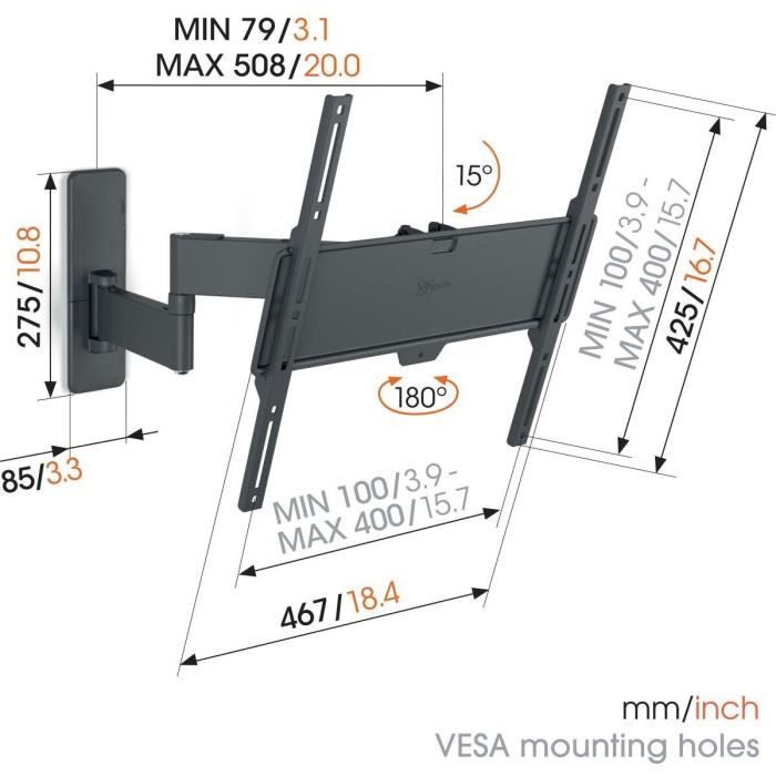 Support Mural Pour TV - VOGEL'S - TVM 1443 Full-Motion+ Medium, 2 Bras, 32-65"